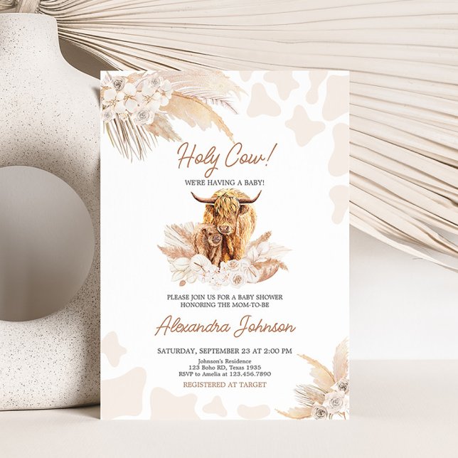 Invitación Baby Shower de la vaca parda Highland (Highland Cow Baby Shower Invitation)