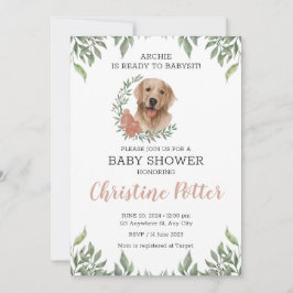 Invitación Baby Shower de Lab Retriever Dog Puppy Greenery Bo