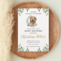Baby Shower de Lab Retriever Dog Puppy Greenery Bo