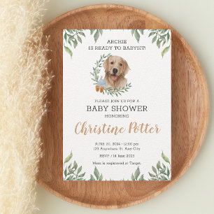 Invitación Baby Shower de Lab Retriever Dog Puppy Greenery Bo