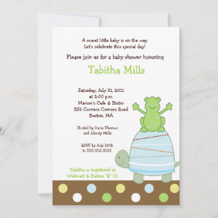 Invitación Baby Shower de Laguna Frog & Turtle 5x7