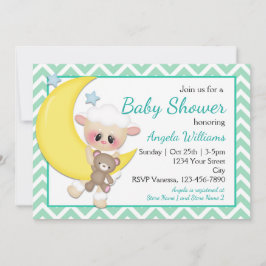 Invitación Baby Shower de Lamb and Crescent Moon