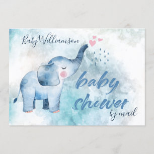 Invitación Baby Shower De Larga Distancia De Elefante Azul Po