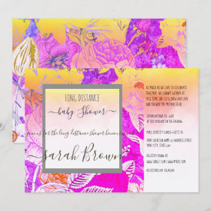 Invitación Baby Shower DE LARGA DISTANCIA DE VINTAGE ROSA Y A