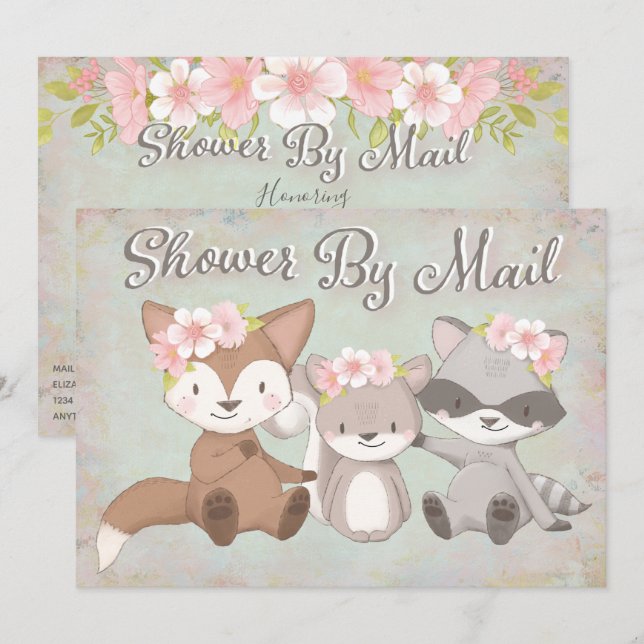 Invitación Baby Shower de larga distancia por correo (Anverso / Reverso)