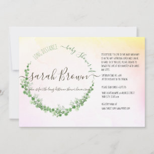 Invitación Baby Shower DE LARGA DISTANCIA VERDE Y AMARILLA