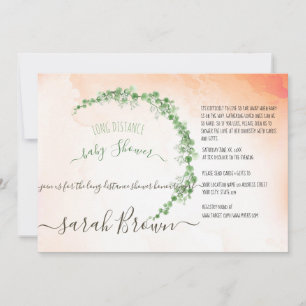 Invitación Baby Shower DE LARGA DISTANCIA VERDE Y NARANJA