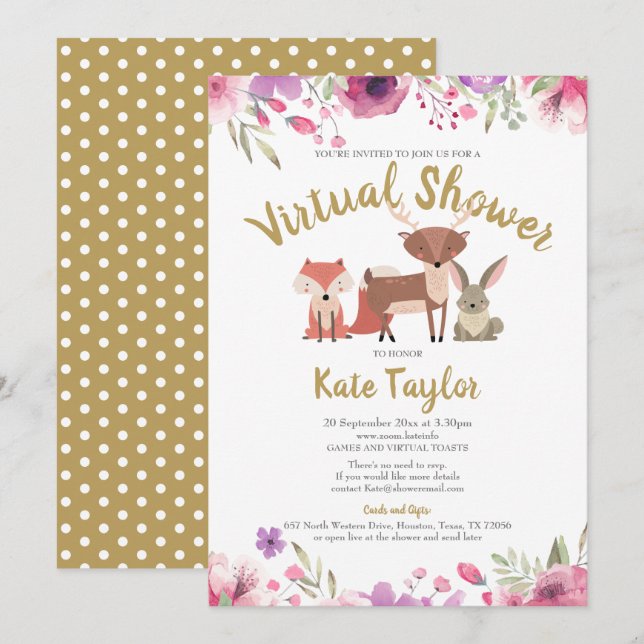 Invitación Baby Shower De Larga Distancia Virtual Online Por  (Anverso / Reverso)