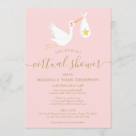 Invitación Baby Shower de larga distancia virtual Rosa