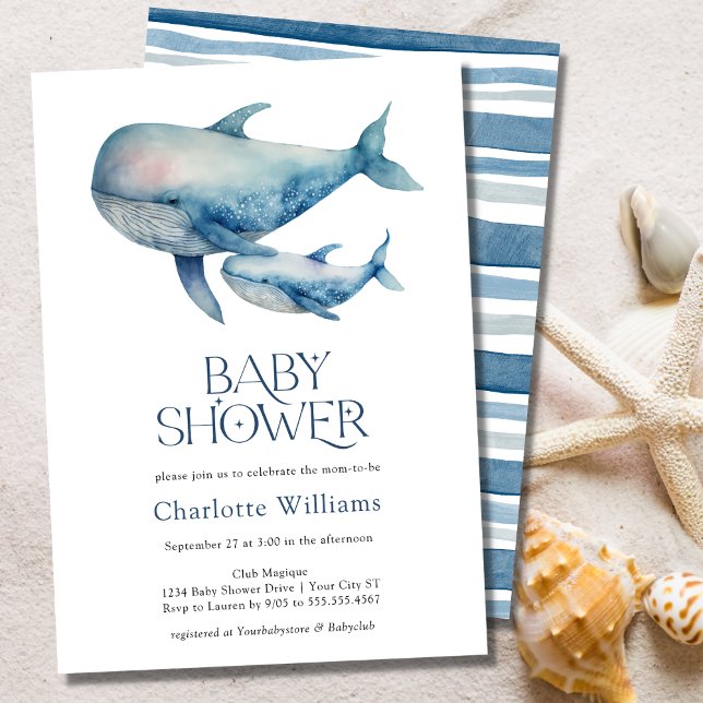 Invitación Baby Shower de las ballenas acuáticas bajo el mar (Subido por el creador)
