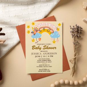 Invitación Baby Shower de las estrellas bohemias del arco iri