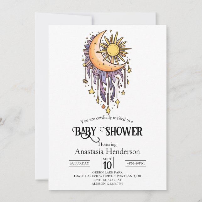 Invitación Baby Shower de las estrellas mágicas encantadas (Anverso)