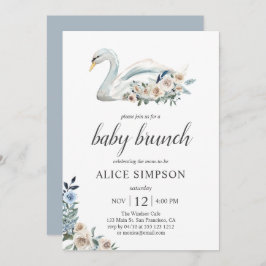 Invitación Baby Shower de las flores beige azules de Boho Swa