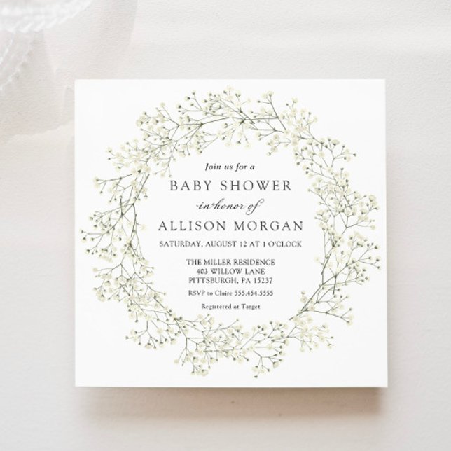 Invitación Baby Shower de las flores de aliento del bebé (Subido por el creador)
