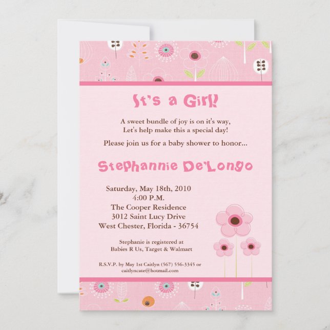 Invitación Baby Shower de las flores de primavera  (Anverso)
