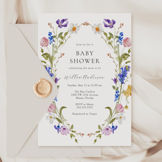 Invitación Baby Shower de las flores de primavera (Subido por el creador)