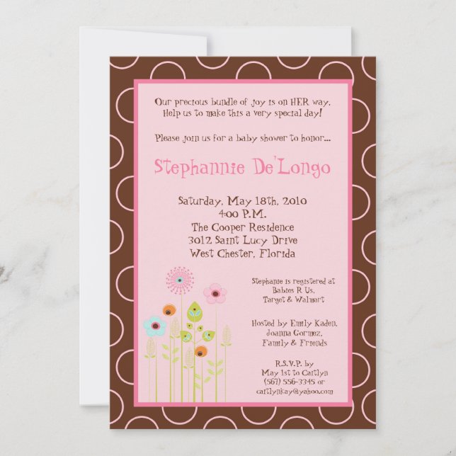 Invitación Baby Shower de las flores de primavera  (Anverso)