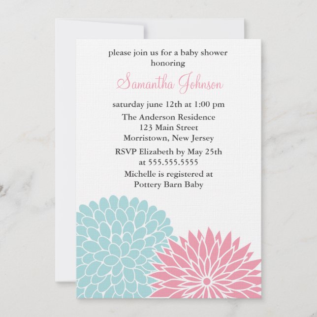 Invitación Baby Shower de las flores de primavera (Anverso)
