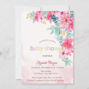 Invitación Baby Shower de las flores de primavera acuáticas