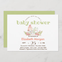 Baby Shower de las flores de tetera acuarela