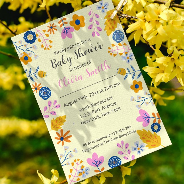 Invitación Baby Shower de las flores de verano acuáticas (Subido por el creador)