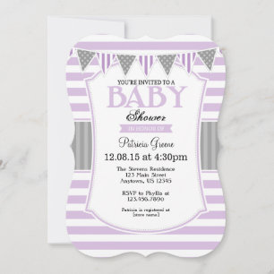Invitación Baby Shower de las franjas grises de la