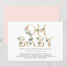 Invitación Baby Shower de las letras de Relieve metalizado do