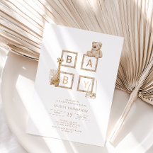 Baby Shower de las letras neutras del Boho Wood Bl