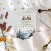 Baby Shower de las montañas de invierno de Bear Ad