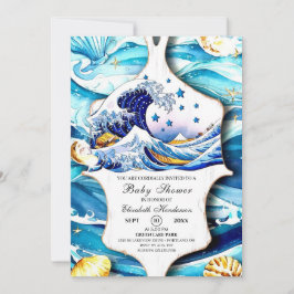 Invitación Baby Shower de las olas del océano azul