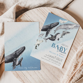 Invitación Baby Shower de las parejas de ballenas rusas moder