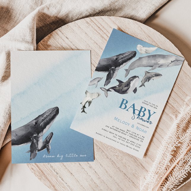 Invitación Baby Shower de las parejas de ballenas rusas moder (Subido por el creador)