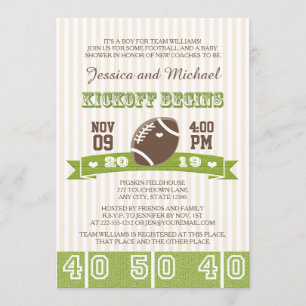 INVITACIÓN BABY SHOWER DE LAS PAREJAS DE KICKOFF DE FÚTBOL