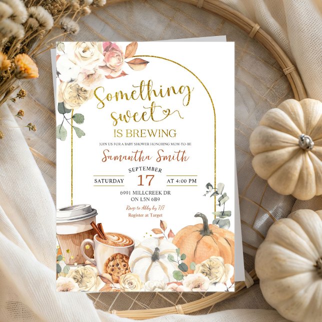Invitación Baby Shower de latte de calabaza floral de otoño (Subido por el creador)