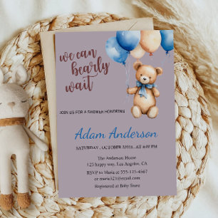 Invitación Baby Shower de Lavender Teddy Bear