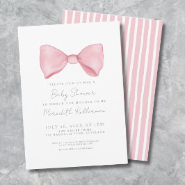 Invitación Baby Shower de lazo rosa simple