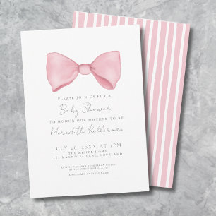 Invitación Baby Shower de lazo rosa simple
