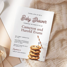 Invitación Baby Shower de leche y cookies