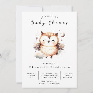 Invitación Baby Shower de lechuza con reconocimiento de moda
