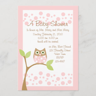 Invitación Baby Shower de Lechuza Rosa Ligera
