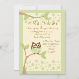Invitación Baby Shower de Lechuza Verde Suave