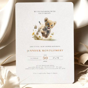 Invitación Baby Shower de León rugiendo con emoción por invit