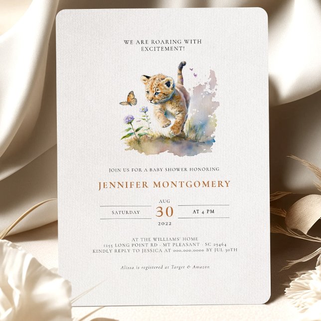Invitación Baby Shower de León rugiendo con emoción por invit (Subido por el creador)