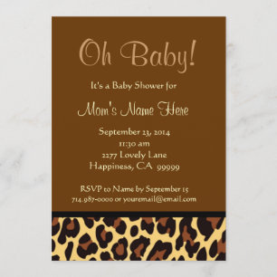 Invitación Baby Shower de leopardo de oro negro chocolate