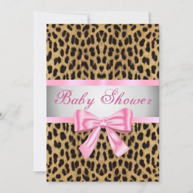 Invitación Baby Shower de leopardo impreso en colo (Anverso)