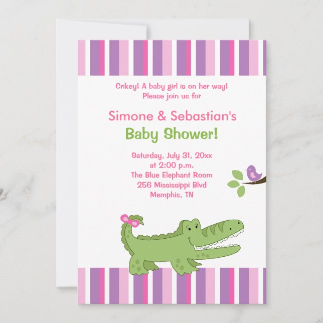 Invitación Baby Shower de ligador rosa/verde 5x7 (Anverso)