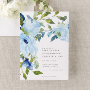 Invitación Baby Shower de Light Blue Flower Garden