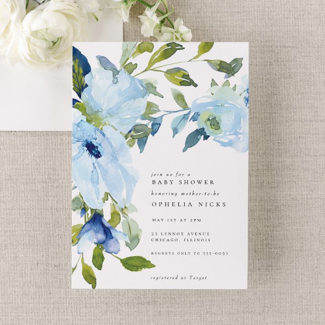 Invitación Baby Shower de Light Blue Flower Garden (Subido por el creador)