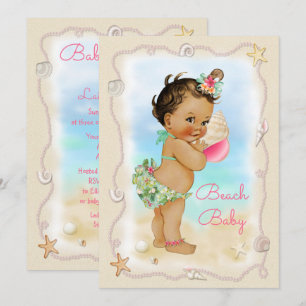 Invitación Baby Shower de Light Skine Ethnic Conch Shell Beac