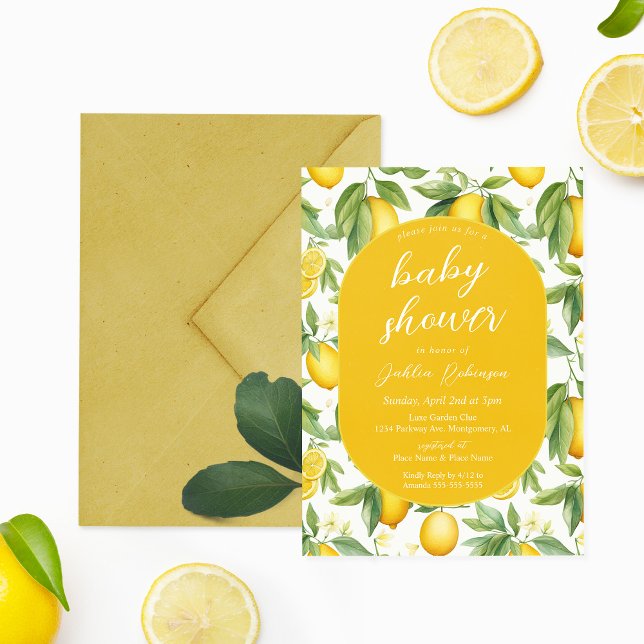 Invitación Baby Shower de limón amarillo de verano (Subido por el creador)